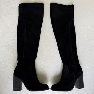 Kelsi Dagger Suede Wide Calf Over the Knee Boots Logan Black Size 7